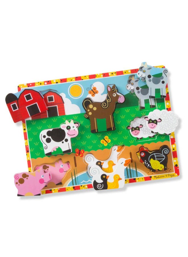Melissa & Doug Farm Animals Wooden Chunky Puzzle (8 Pieces) - Image 2
